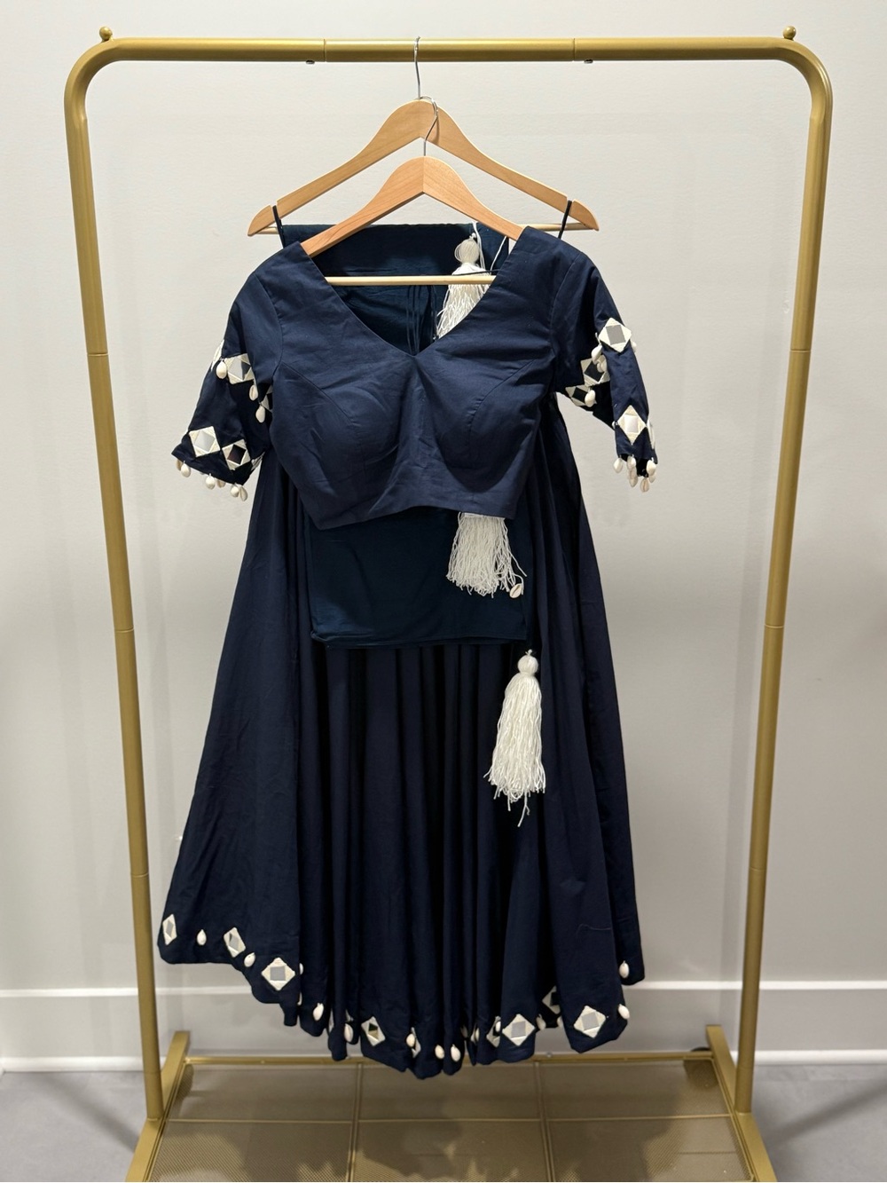 Designer Navy Blue Mirror Work Lehenga with Dupatta ✨💙